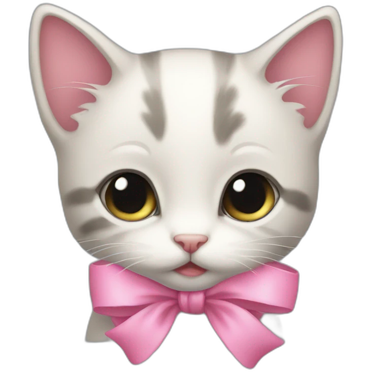 Shy kitten with pink bow waiting  emoji