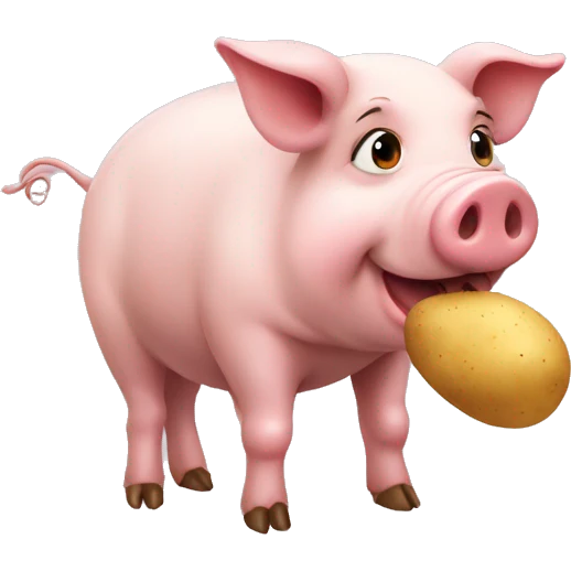 female pig eating potato emoji