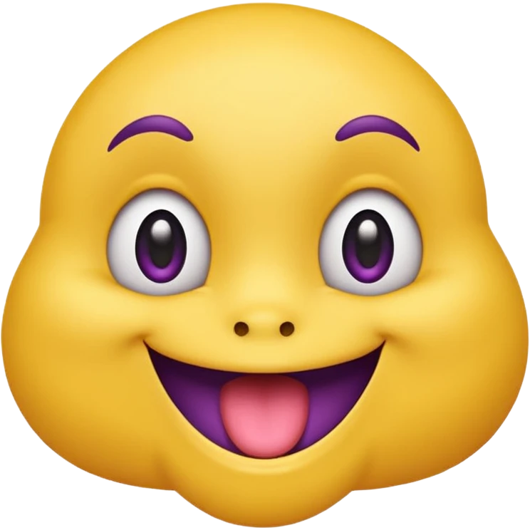 "A mischievous yellow emoji face with a sly, tilted smile, slanted eyebrows, and its tongue playfully sticking out to the side. The background is a deep purple. The expression looks naughty, teasing, and a little cheeky." emoji