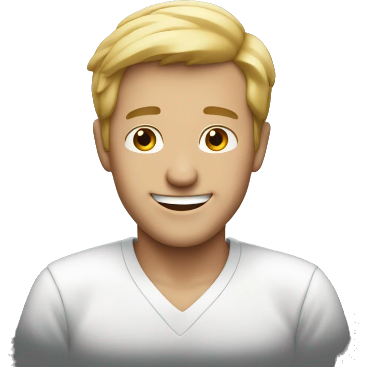 smiling man in white shirt emoji