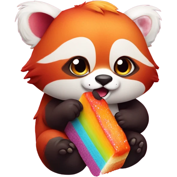 Red panda eating rainbow adorable emoji