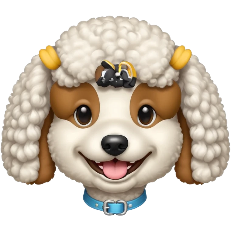 Make me a poodle dog with a smile with brackets  emoji