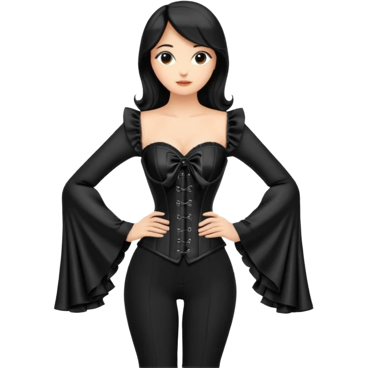 Black corset top with long bell sleeves  emoji