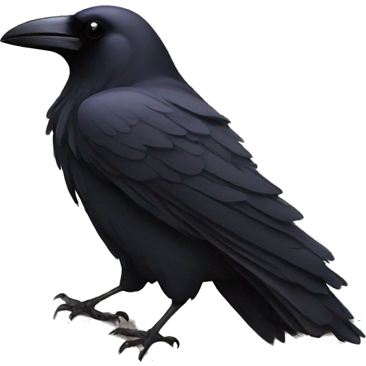 A stylized raven perched on an open book emoji