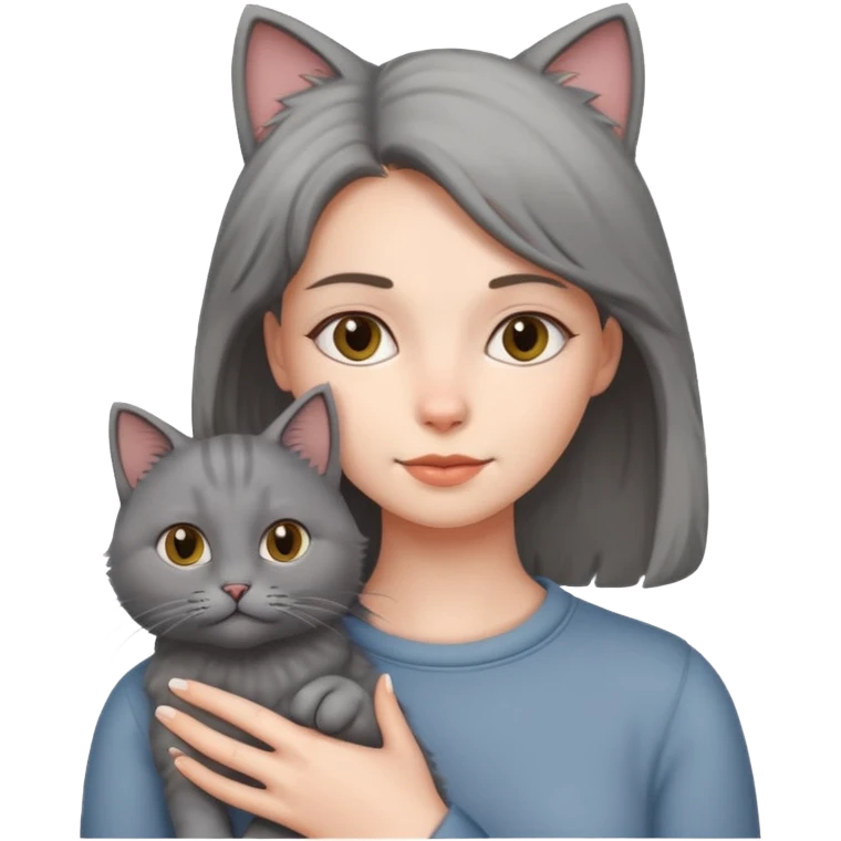 Woman with her cat emoji
