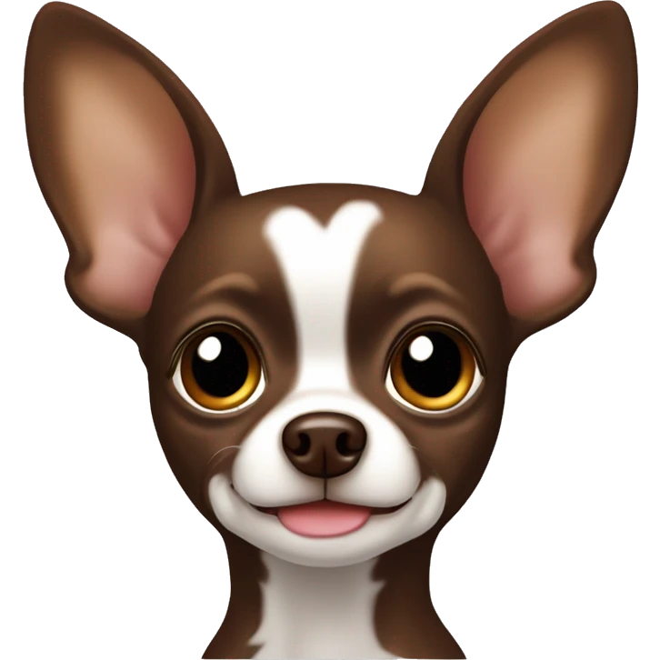 chocolate brown chihuahua with a white spot on the chest and big brown eyes with a halo emoji
