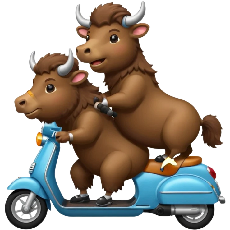 Two bisons riding a scooter  emoji