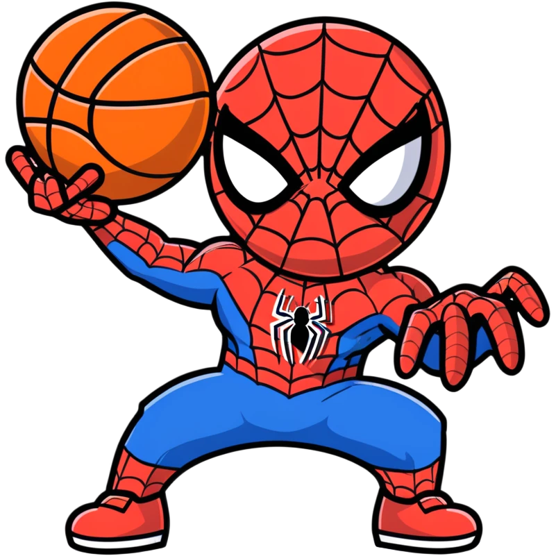 Spider-Man with basketball emoji