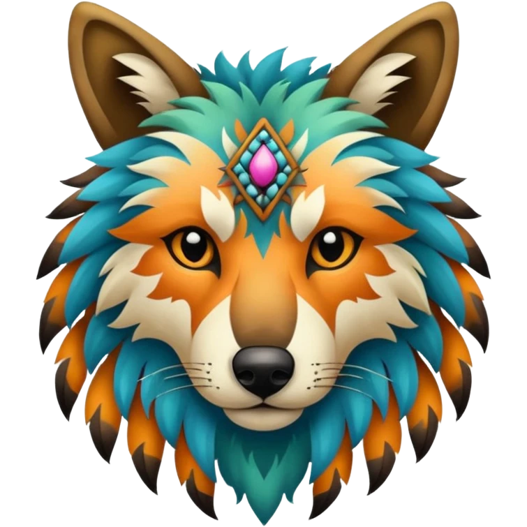 Shamanic Tribal Colorful Patterned Marked Wild Feral Natural Realistic Canine  emoji