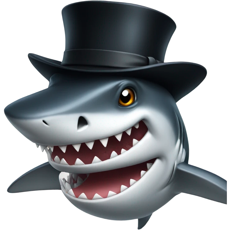 Shark with a top hat emoji
