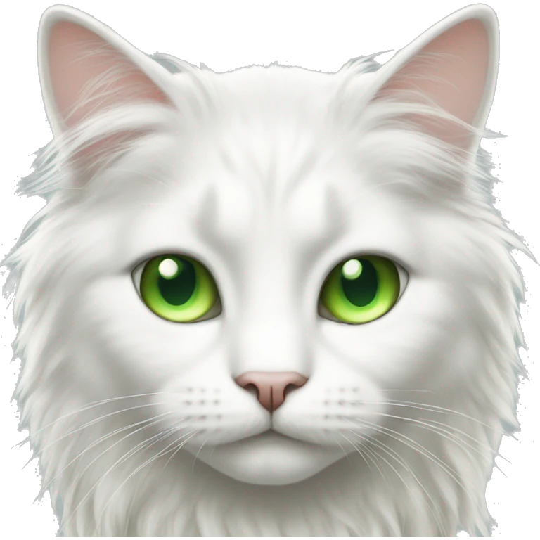 Long haired white cat with green eyes emoji