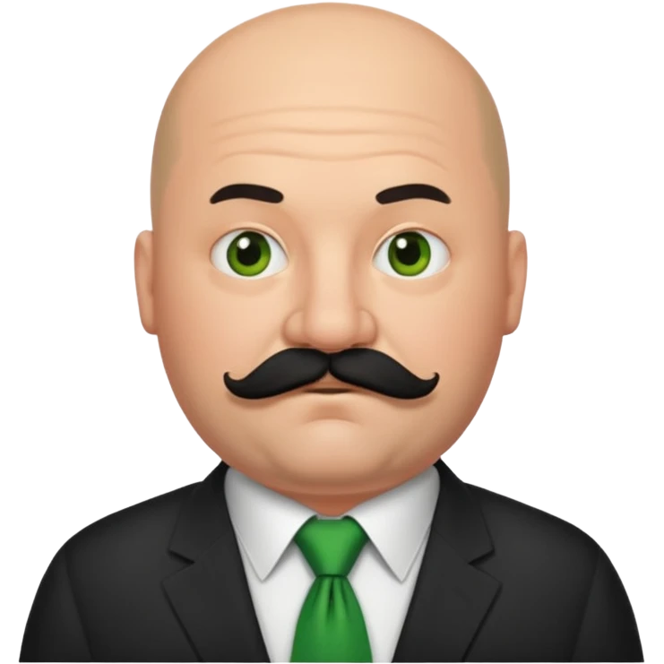 fat Bald guy with thick black mustache & green tie emoji