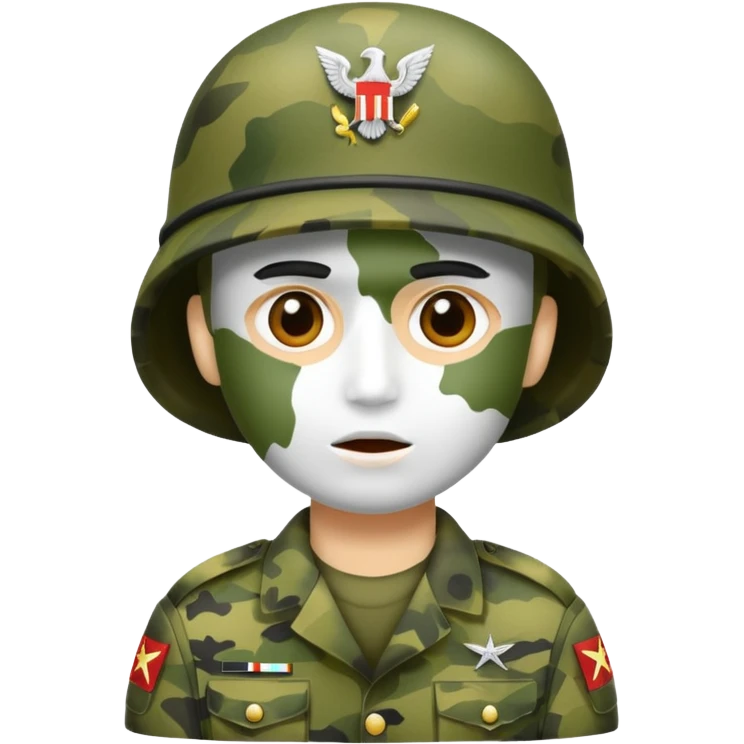 A soldier that there face is paint like camouflage like the army uniform emoji