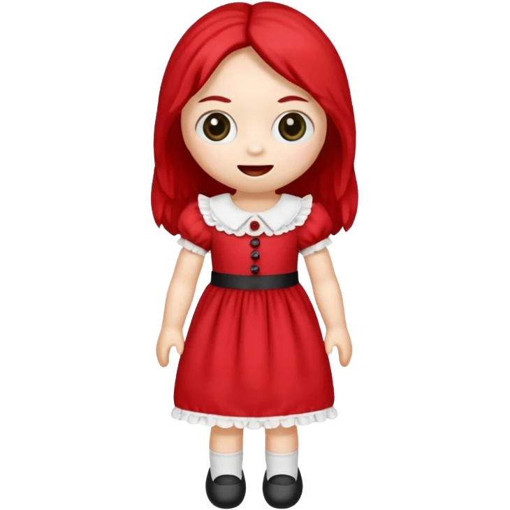Toy ragdoll in red dress  emoji