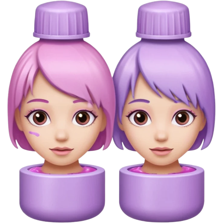 tubes of pastel pink and pastel lilac hair dye, with caps off emoji
