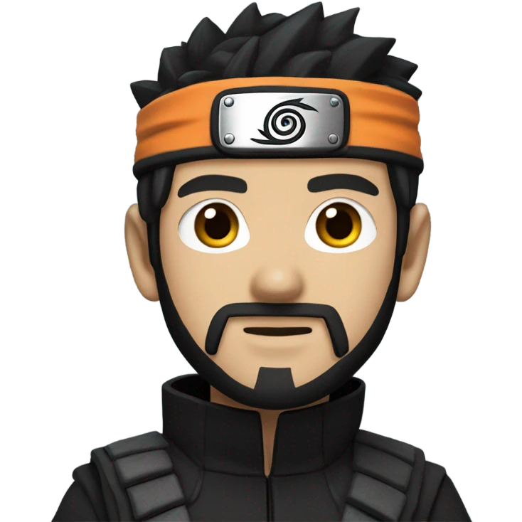Naruto With Black hair and Black beard , Black Ninja jacket emoji