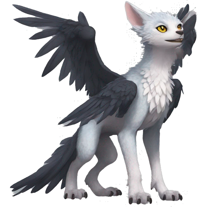 Anthro cool edgy Trico winged animal hybrid full body emoji