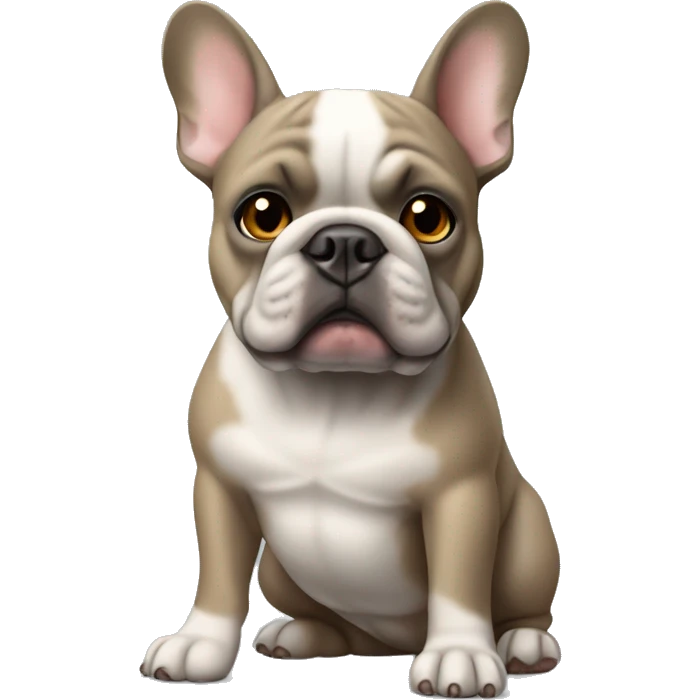 Gray and tan French bull bulldog missing front right arm  emoji