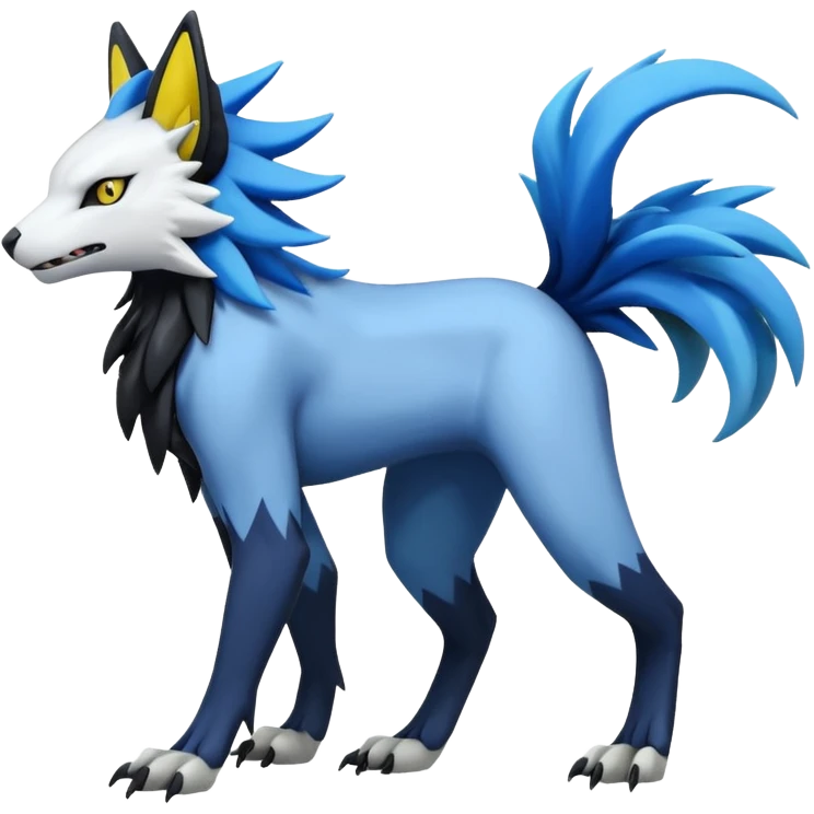 Feral Quadrupedal Digitigrade Luxray-Silvally-Absol-Renamon-Manectric-fusion-hybrid-creature, full body  emoji