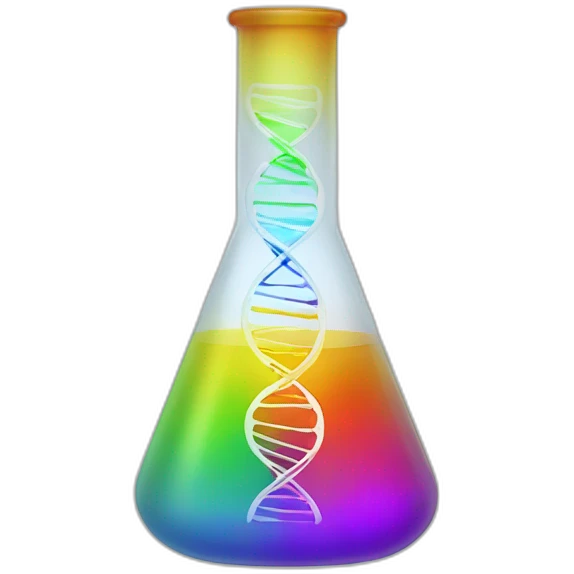 Rainbow DNA in an Erlenmeyer flask emoji