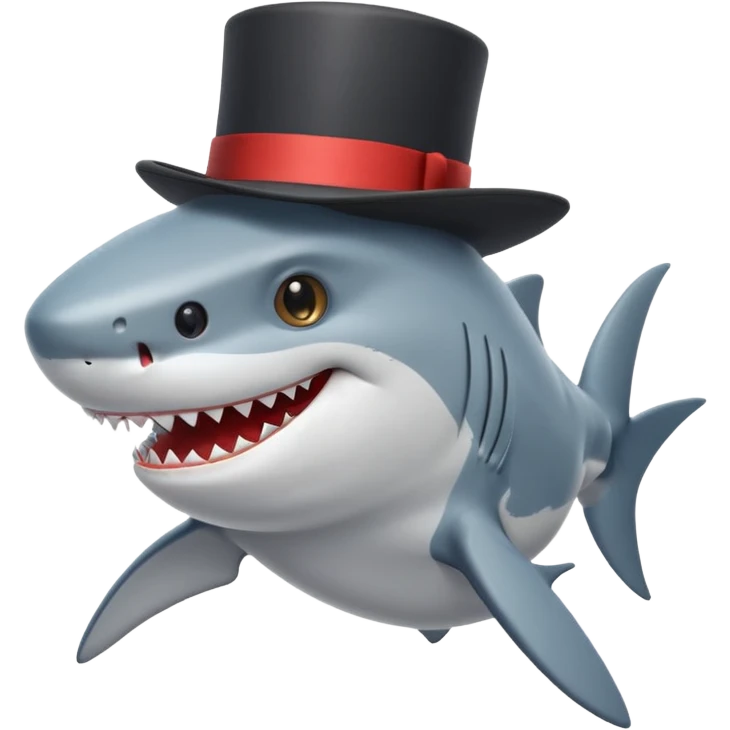 Shark with a top hat emoji