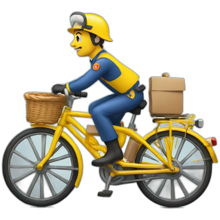 french postman on a yellow bike emoji