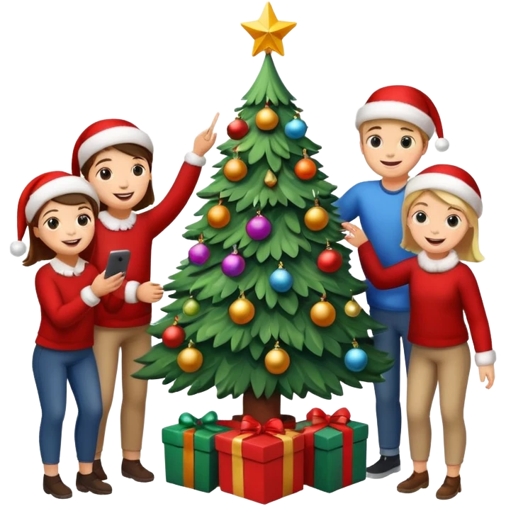 people decorating a Christmas tree emoji