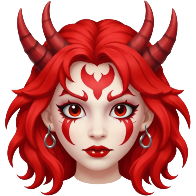 a long-haired red face paint devil girl  emoji