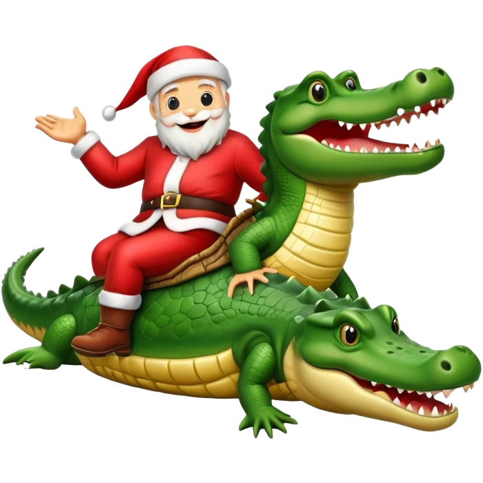 Santa riding crocodile emoji