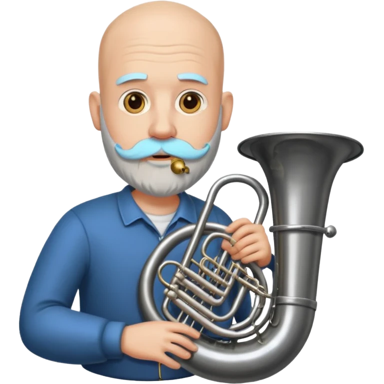 große Tuba, von glatzköpfigen graubärtigem Mann gespielt emoji