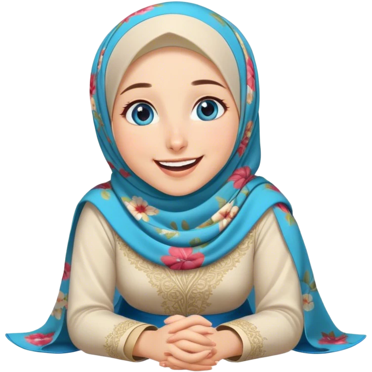 Turkish beautiful finish Konya girl blue eyes with floral hijab and islamic dress she’s Rolling on the Floor Laughing  emoji