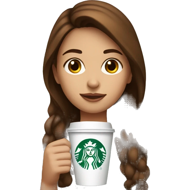 girl with brown hair drinking starbucks emoji