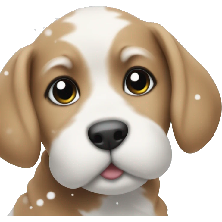 puppy and snow on christmas emoji