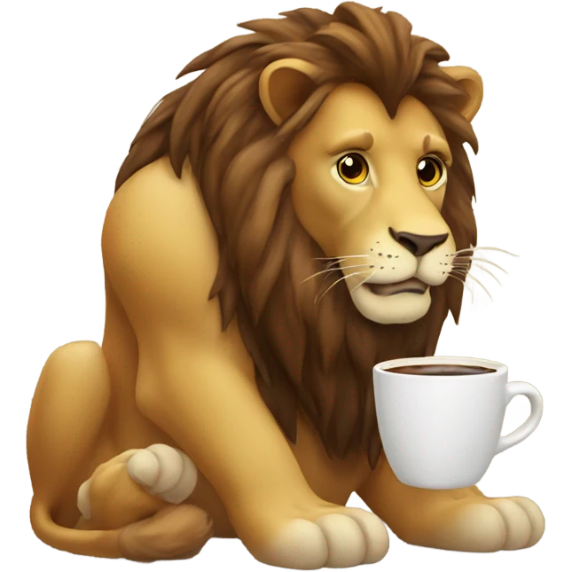 Lion drinking coffee  emoji
