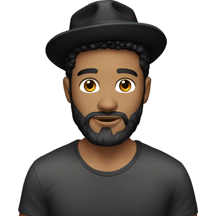 guy with black Hugo boss shirt black beard black hat and light skin  emoji