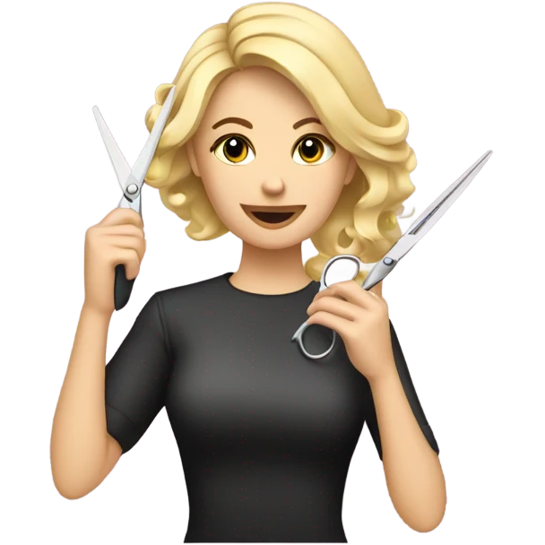 Blonde beautician cutting hair emoji