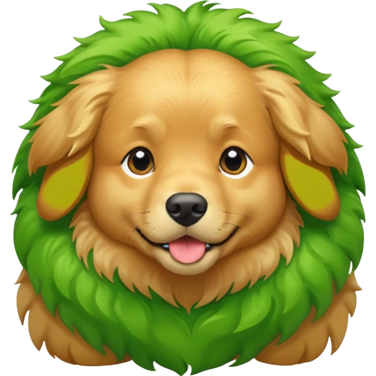 green dog extra furry golden retriever. The dog fur is all green emoji