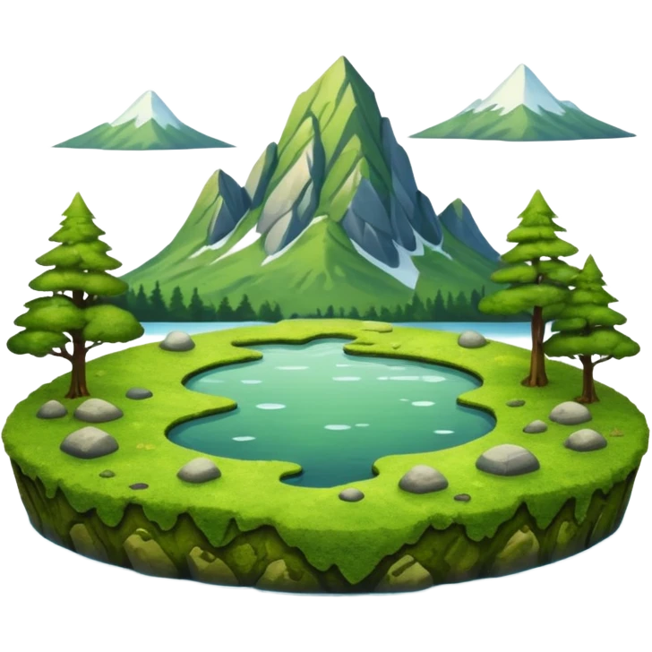 lake with moss on top with surrounding scenery emoji