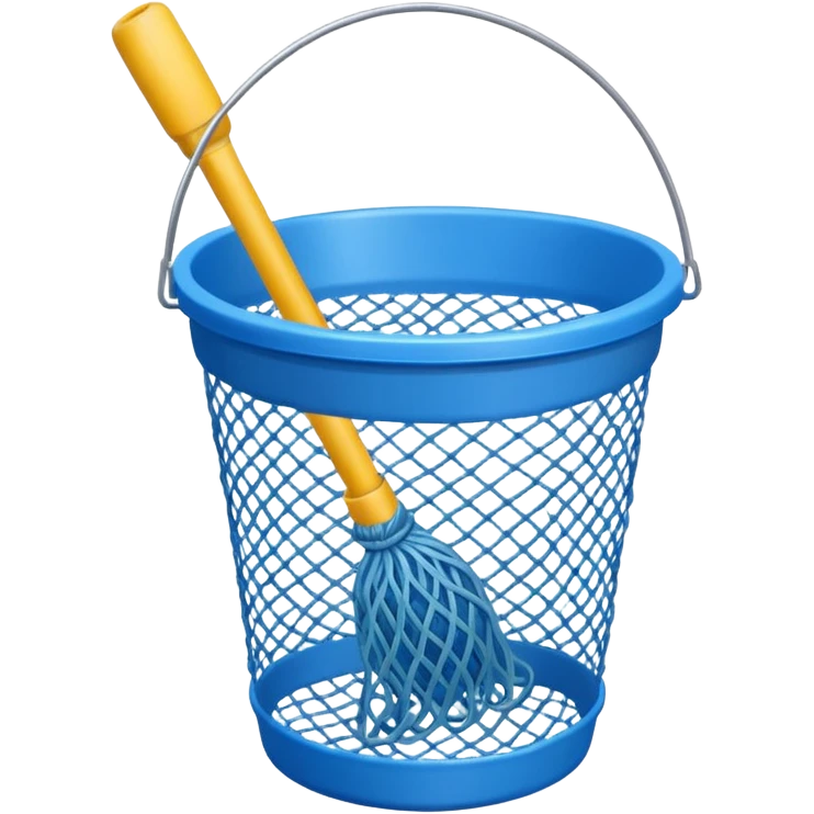 A small bucket with a fishing net leaning against it.
 emoji
