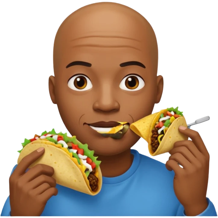Bald black man eating a taco emoji