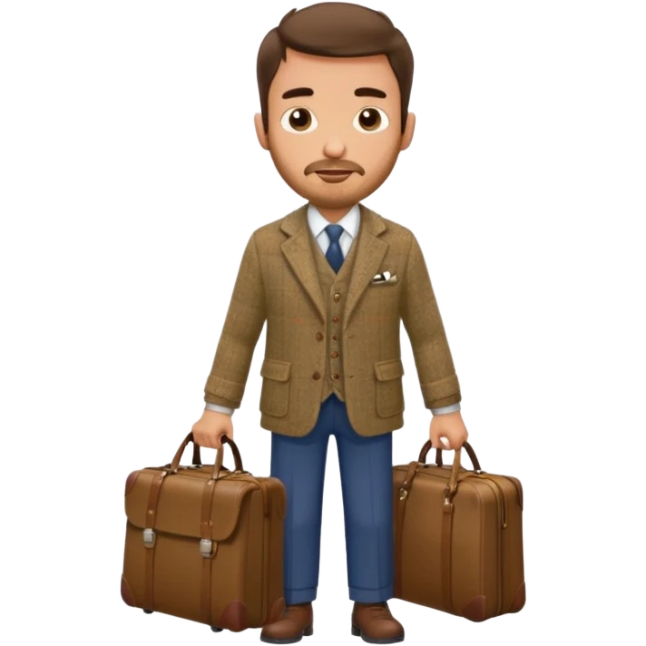 SCOTTISH MAN WITH STUBBLE TRAVELLING WITH SUITCASE AND BAGS emoji