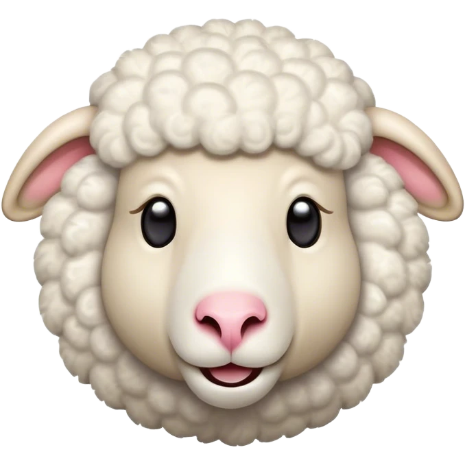 Cinematic Comical Sheep Portrait Emoji, Head tilted dramatically with an exaggeratedly amused expression, featuring a strikingly fluffy white fleece with a quirky pattern and wide, expressive eyes filled with playful disbelief, Simplified yet hilariously expressive features, highly detailed, glowing with a slightly sassy glow, high shine, dramatic yet playful, stylized with an air of cheeky mischief, bright and endearing, soft glowing outline, capturing the essence of a spirited and over-the-top sheep, so meme-worthy it feels like it could baa its way into internet fame instantly! emoji