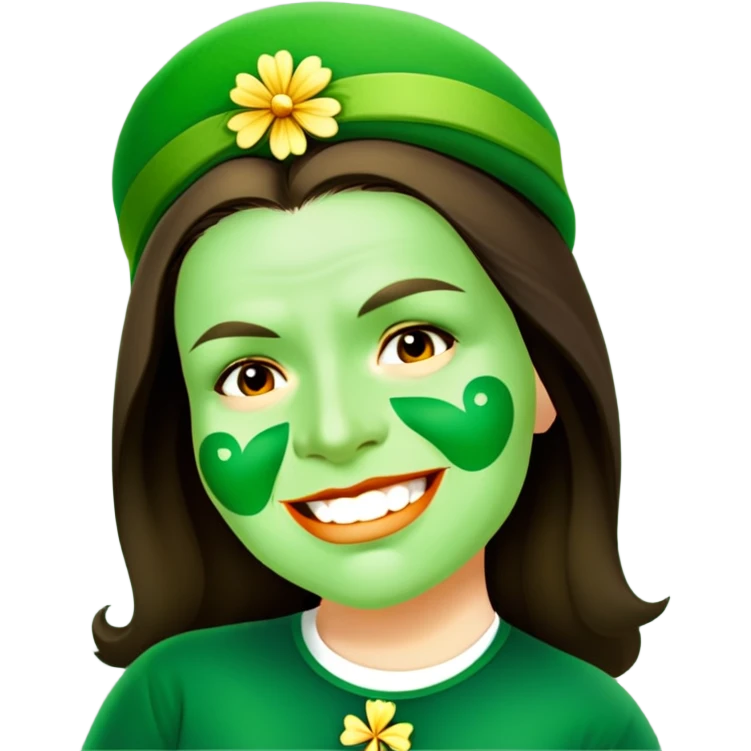 A person wearing green says feliz día de san patricio emoji