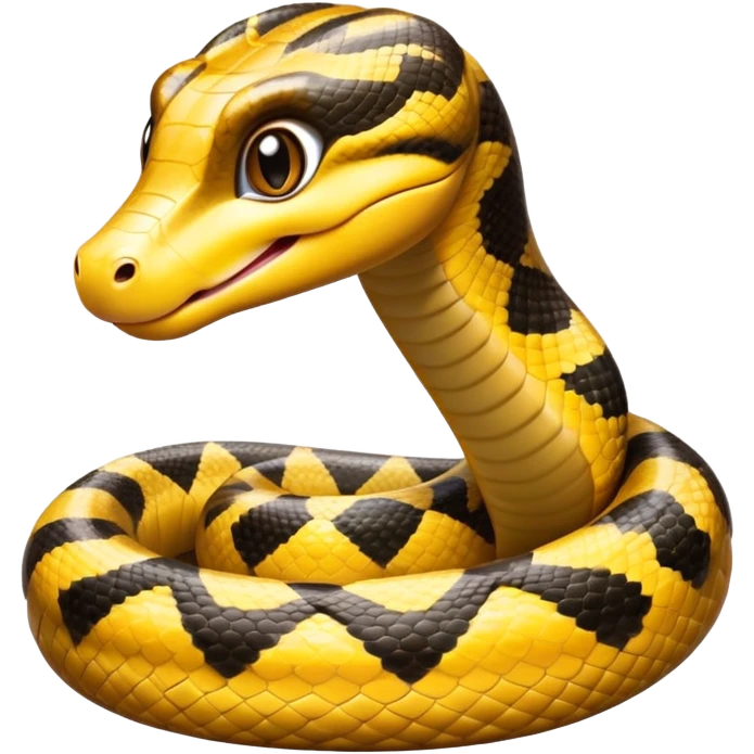 cinematic-cute-anaconda-portrait-emoji,-head-tilted-playfully-and-inquisitively,-with-a-sleek,-shimmering-body-adorned-with-detailed-scale-sriped patterns-and-round,-sparkling-eyes-full-of-wonder,-simplified-yet-irresistibly-adorable-features emoji