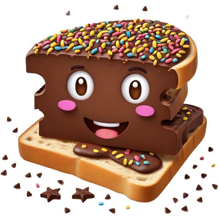 hagelslag-cinematic-realistic-hagelslag-treat-emoji,-depicted-as-crunchy-chocolate-sprinkles-scattered-on-a-slice-of-buttered-bread,-rendered-with-vivid-textures-and-playful,-inviting-lighting. emoji