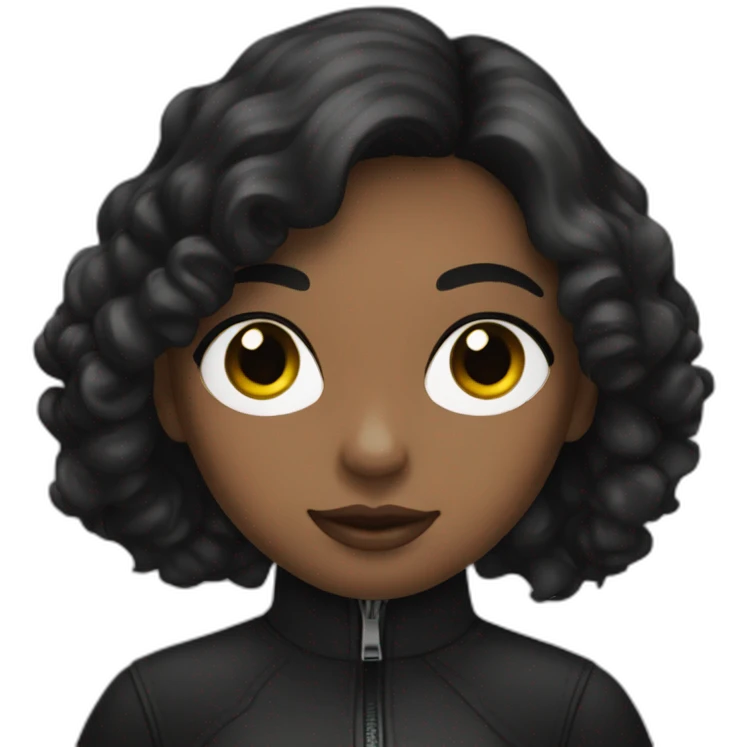Girl with dark  hair and hazel eyes and black gloves emoji