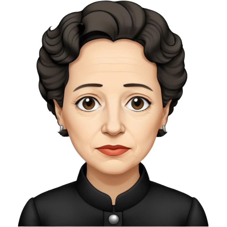 a hand drawn black outline portrait of Hannah Arendt emoji
