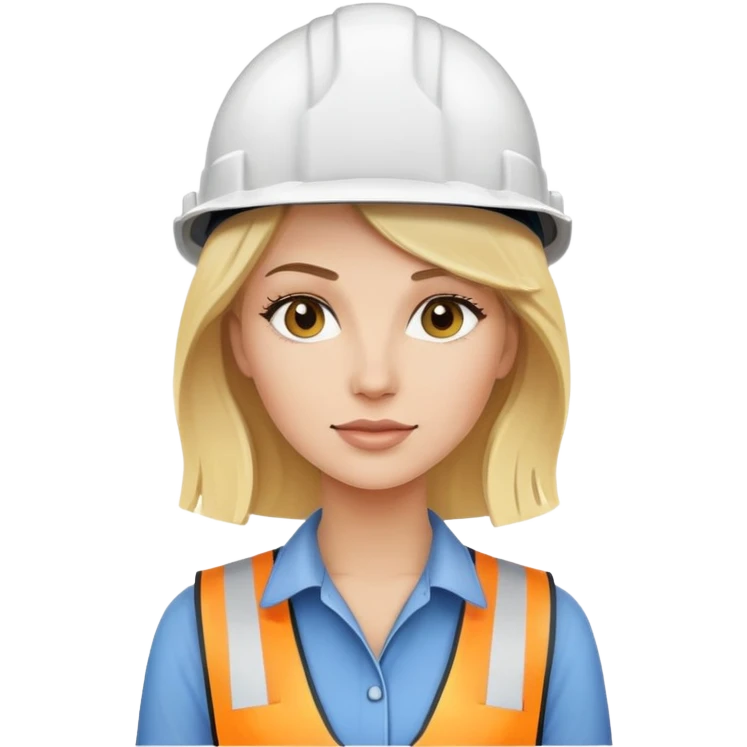 Mulher loira com capacete de obra emoji