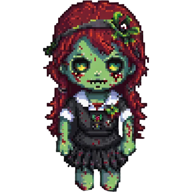 girl zombie with dark cherry hair emoji