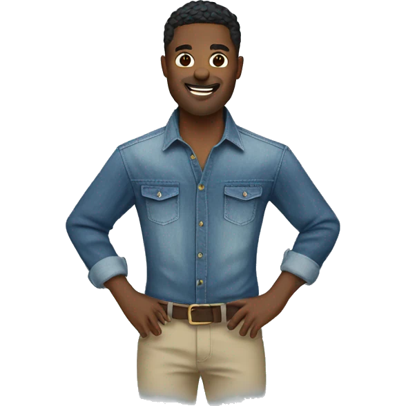 stylish male in denim button down shirt emoji